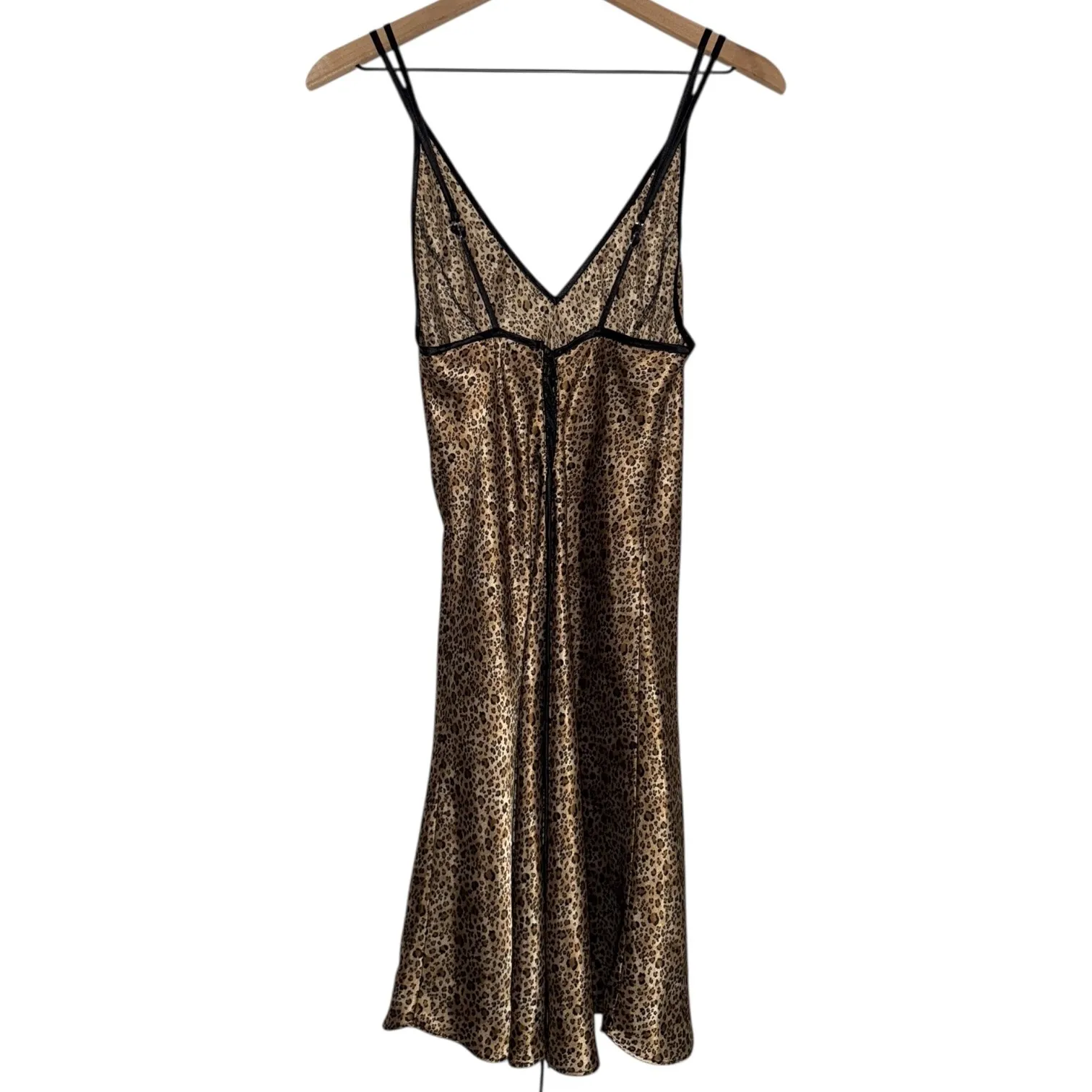 Leopard Print y2k Double Strap Silky Chemise Slip Dress Lingerie Size M - Image 5