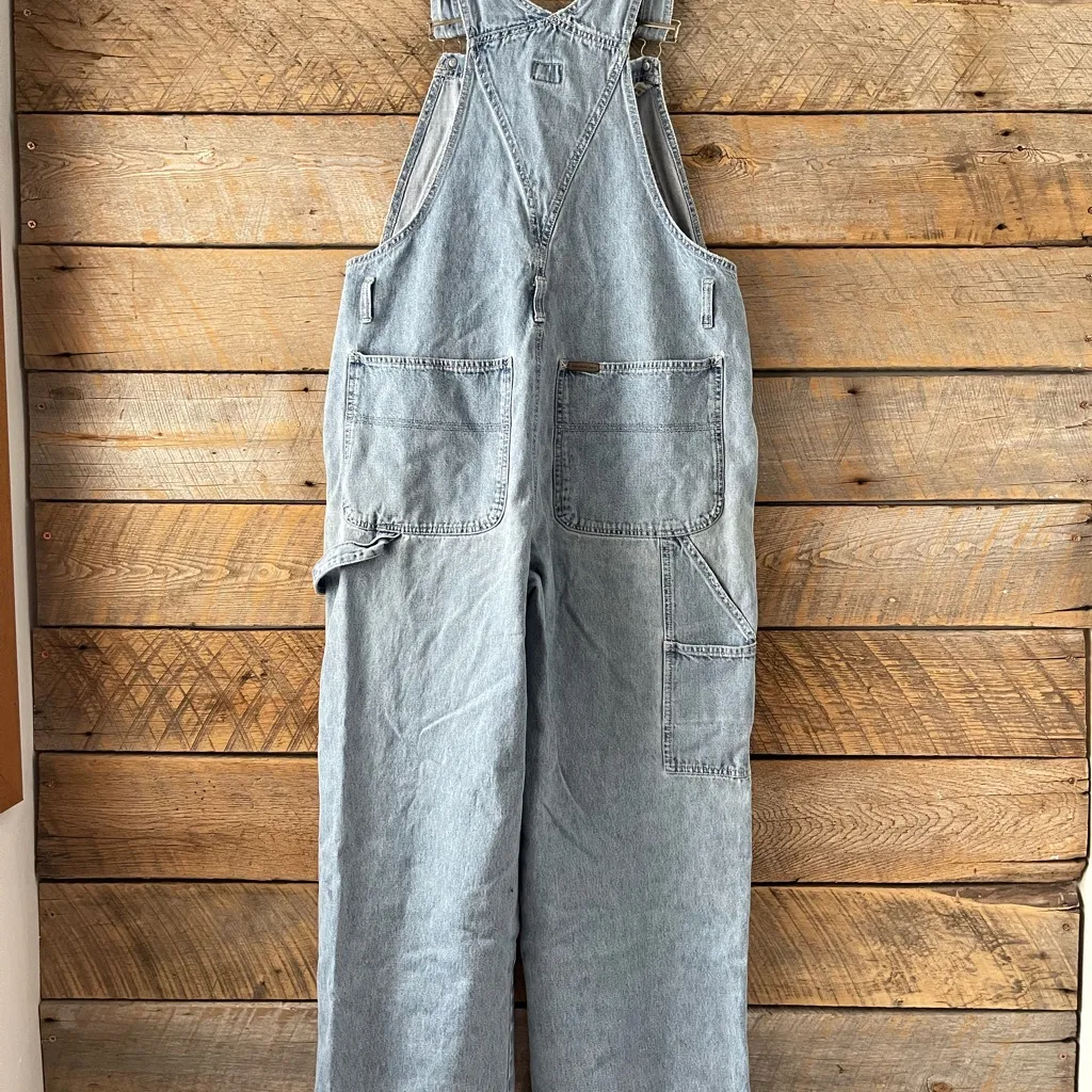 Vintage Calvin Klein Overalls Women’s L  Denim Carpenter 90s Bib Wide Leg Y2K - Image 2