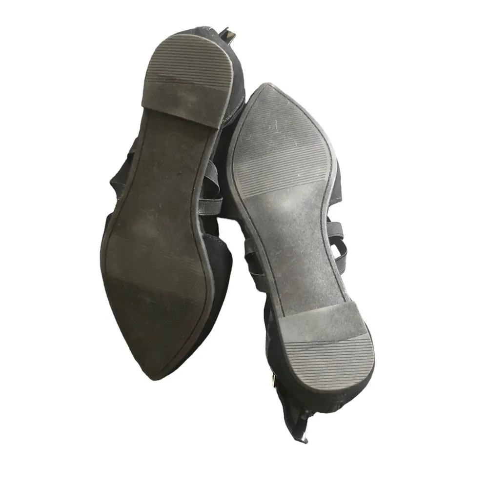 Torrid Black Faux Suede Strappy Pointy Toe Flats Sz. 7.5WW Back Heel Zippers - Image 5