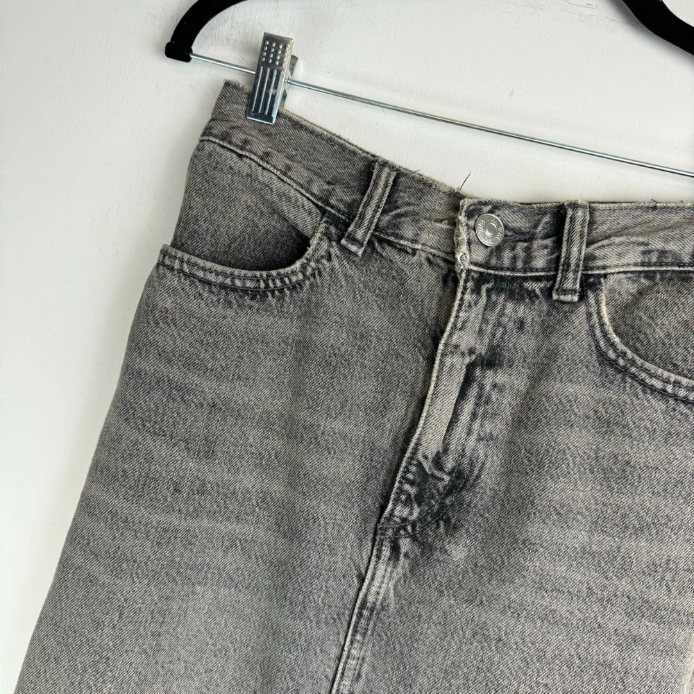 NWT ZARA Slit Denim Midi Maxi Skirt Sz XS Black Grey Wash Distressed Grunge - Image 6