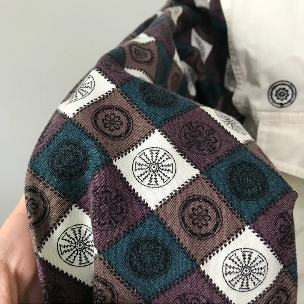 Wrangler Vintage Western Button Front Shirt Rodeo Farm Horse Aztec Large - Image 3