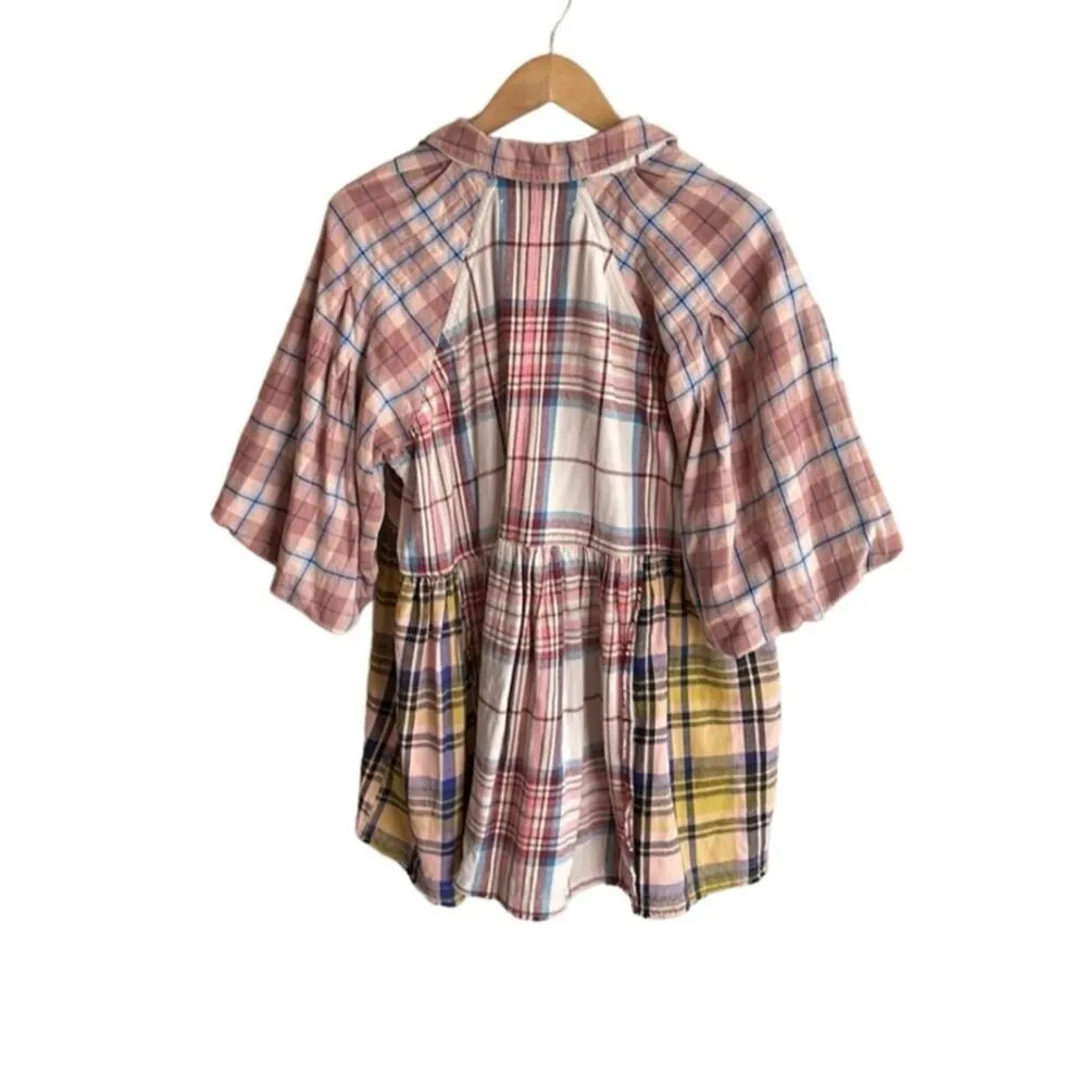 Free People Moon Bay Mixed Plaid Top - Image 3