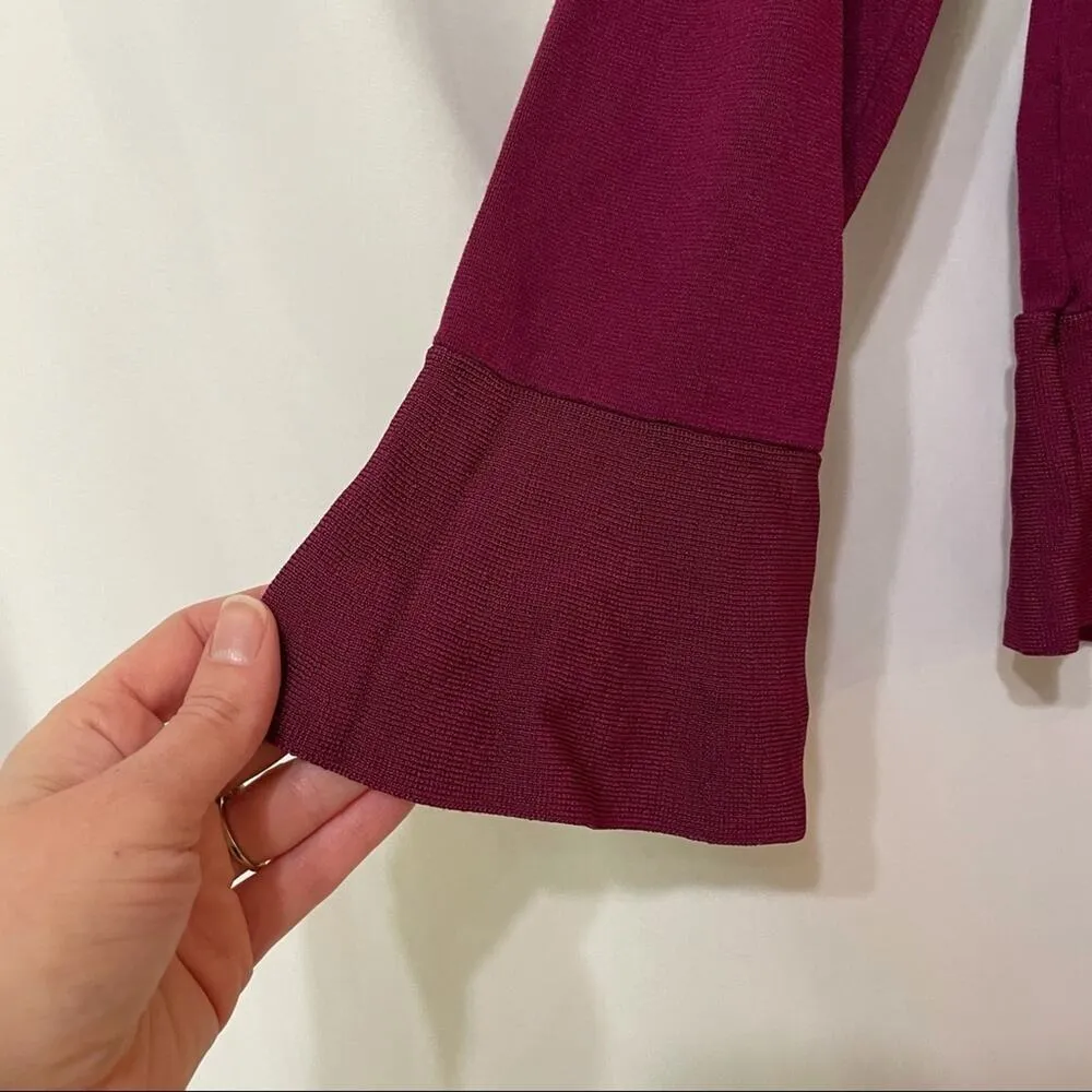 Ann Taylor Purple Bell Sleeve Peplum Blouse Shirt Womens S Preppy Office Work - Image 2