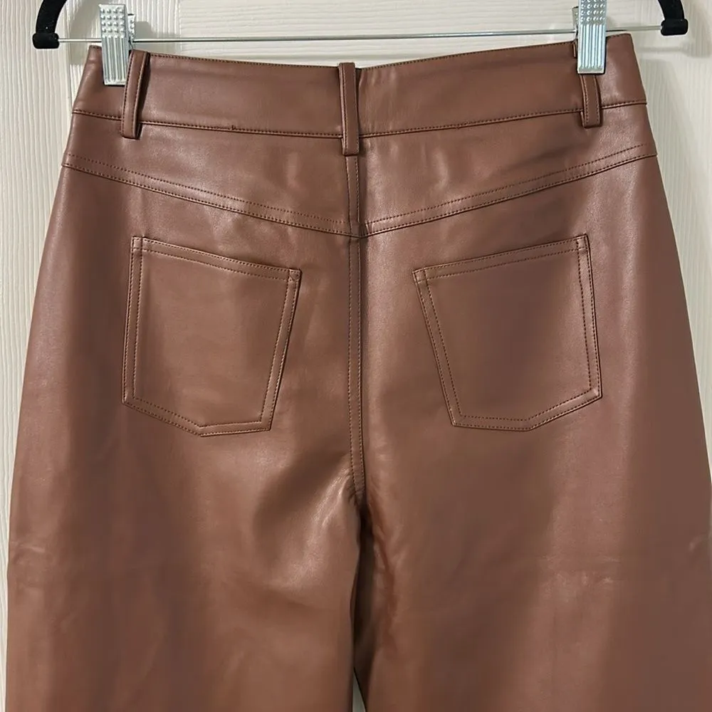 Kourt Tan Vegan Leather Pants(Size 2) Brown - Image 10