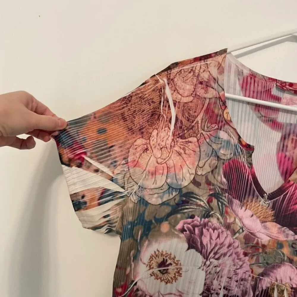 DRESSBARN DRESS BARN Plus Size Multi Floral Sublimation Short Sleeve Y2K Blouse - Image 6