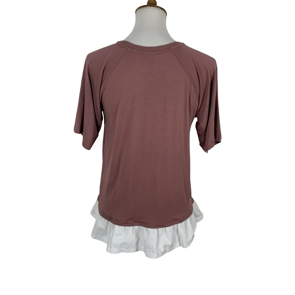 ASOS Top 2 Short Sleeve Small Pink‎ Twofer Layered Casual Minimalist Chic - Image 5