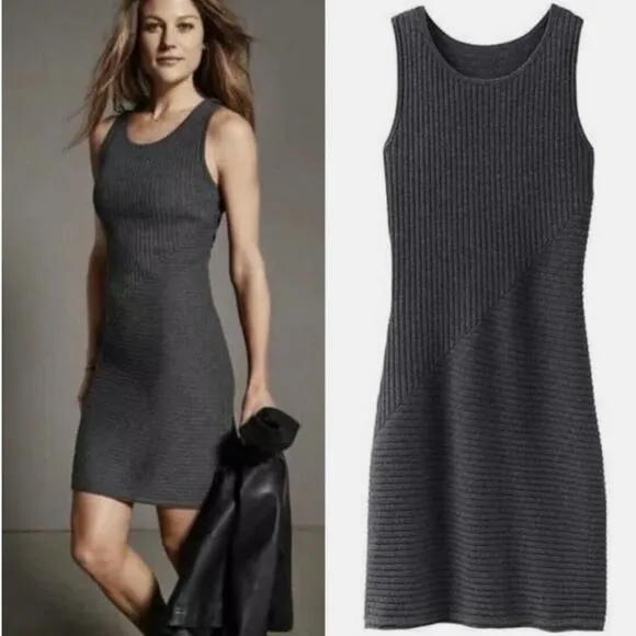 Athleta Grey Knit Sleeveless Sweater Dress sz M Ananada Dress - Image 2