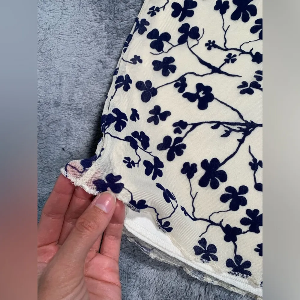 Motel rocks Latika skirt grunge floral flock cream XS - Image 4