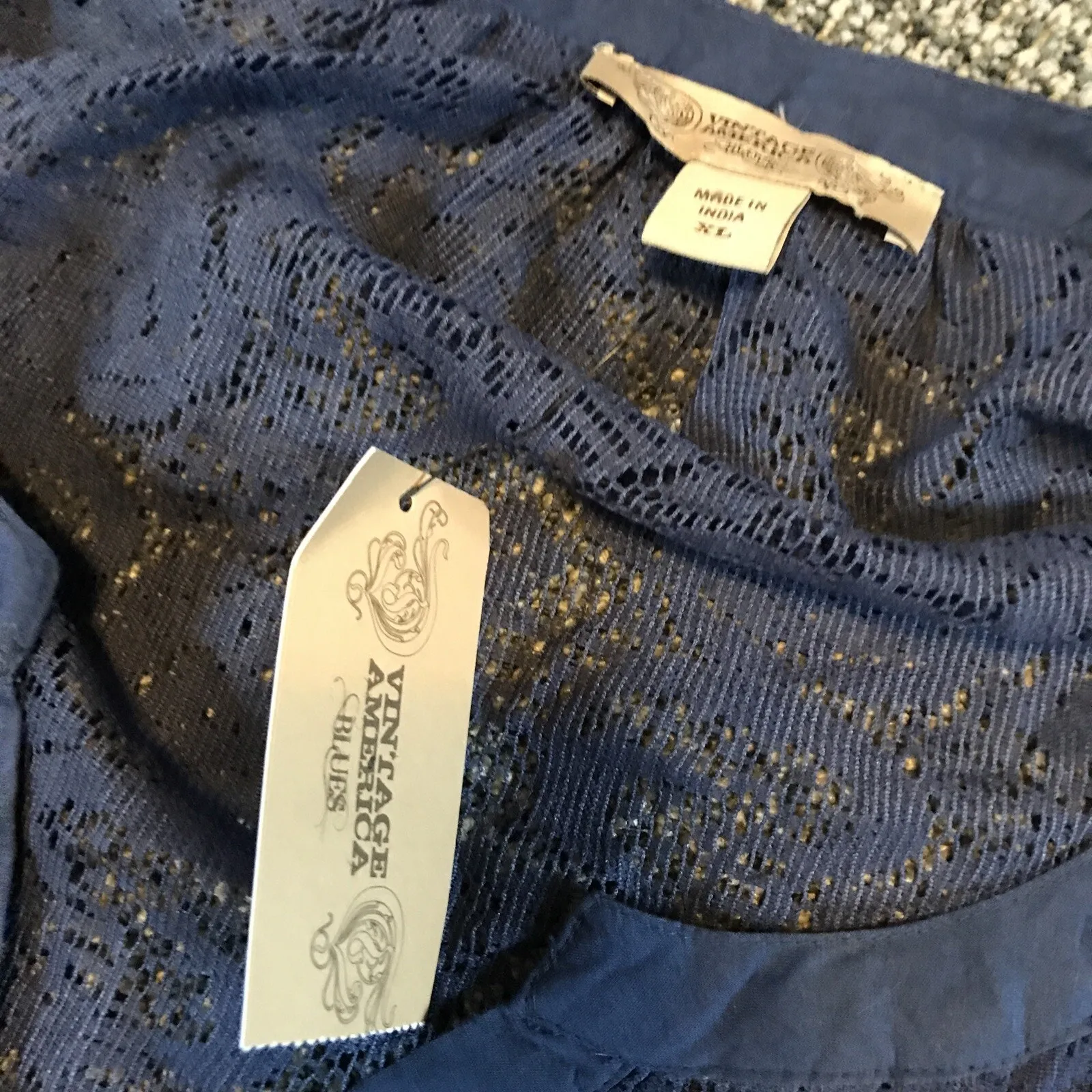 Vintage America Blues XL Womens Blouse “Blue Ridge” Blue - Image 5