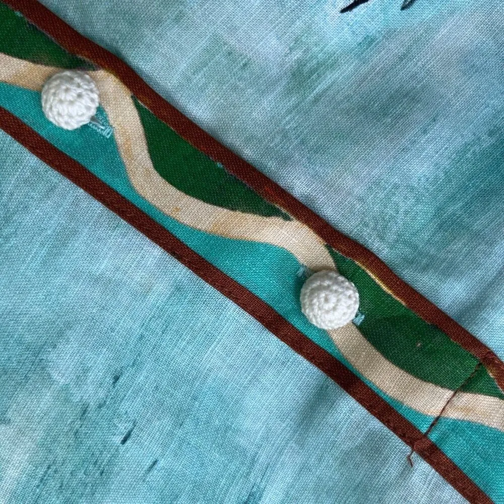 $ 695 NWT Alemais SWELL SHIRTDRESS Art Island Print Slit Midi Size 0 Blue - Image 13