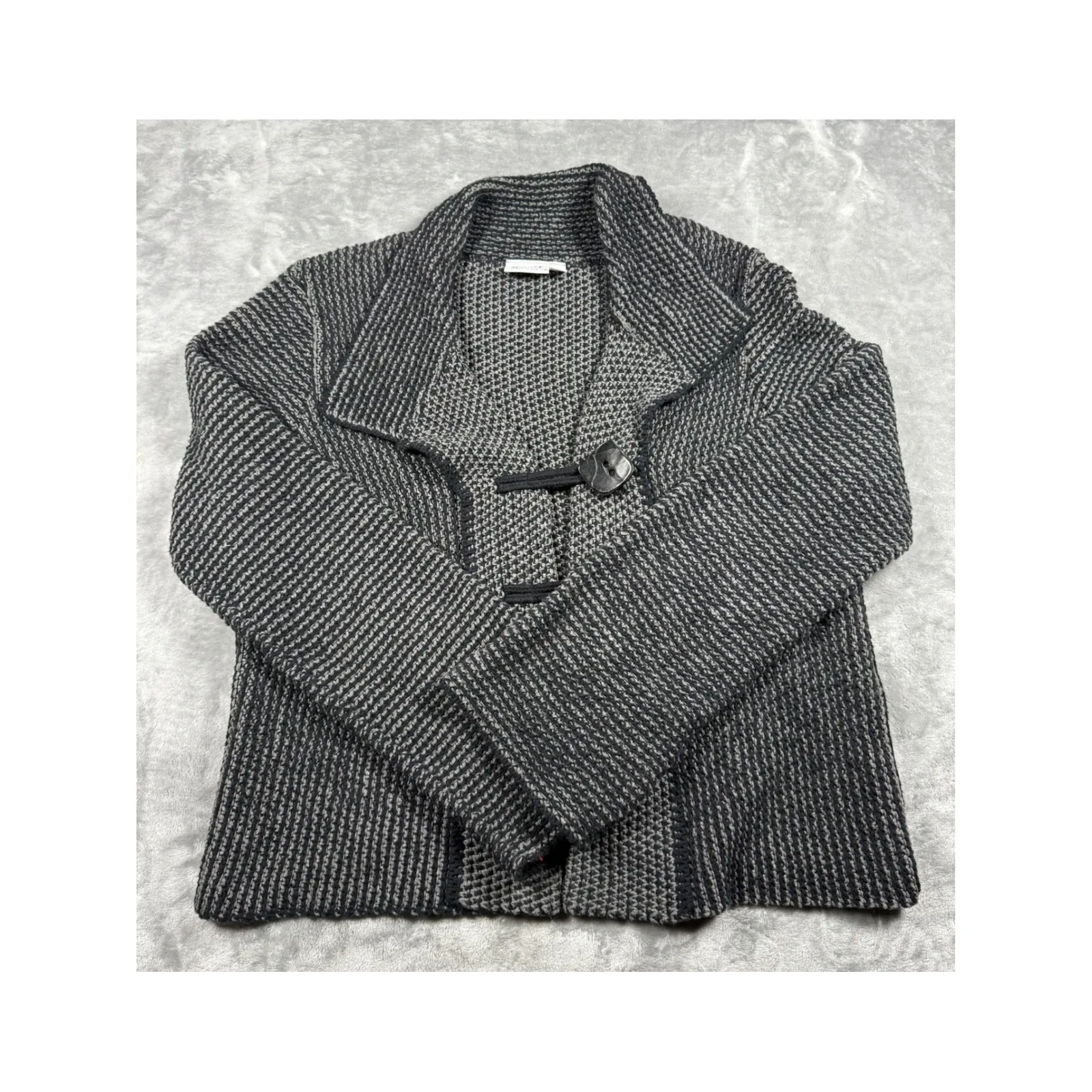 Habitat Womens‎ Knit Button Front Gray Black Cardigan Jacket Small - Image 2