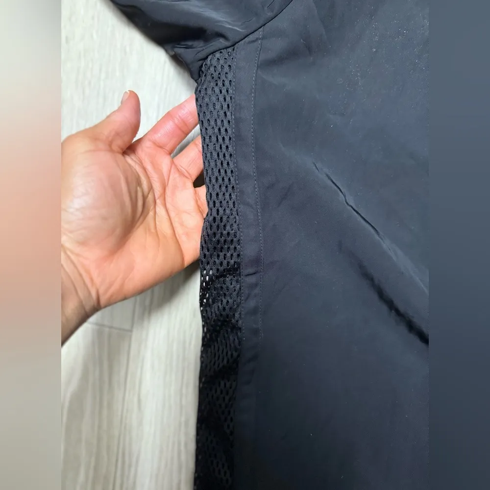 Blanc Noir Mesh Panel Long Nylon Bomber Style Jacket in Black Size L - Image 10