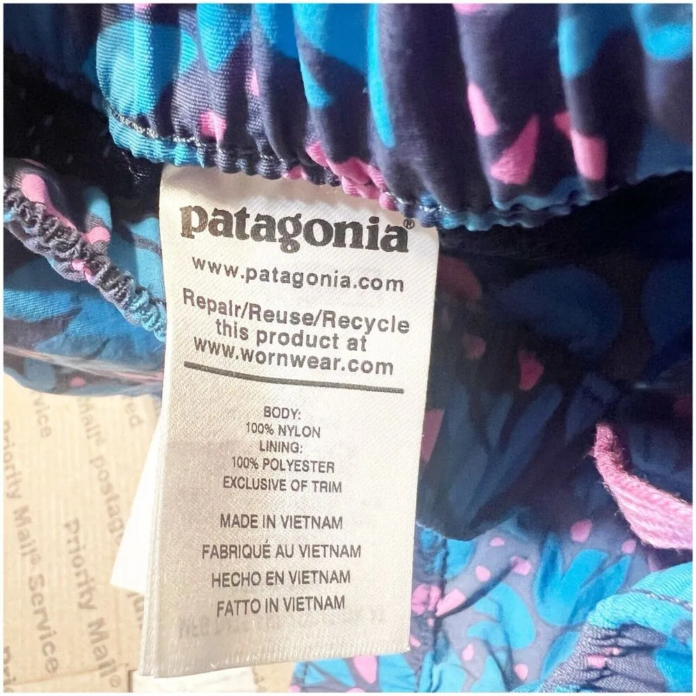 Patagonia Barely Baggies Shorts 2.5" Womens Small Pollen Confetti Blue Pockets - Image 7