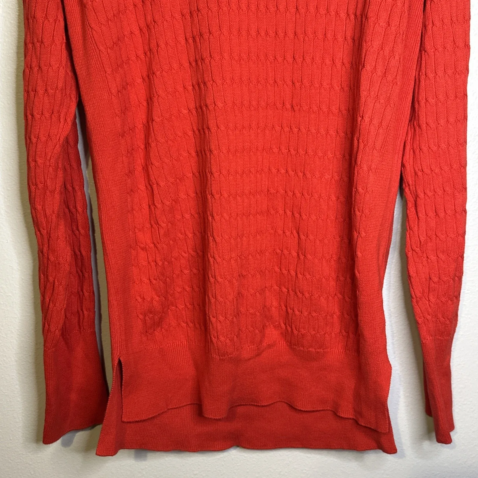 Pact Red Cableknit Sweater Tunic Mini Dress Organic Cotton Holiday Party Small - Image 4