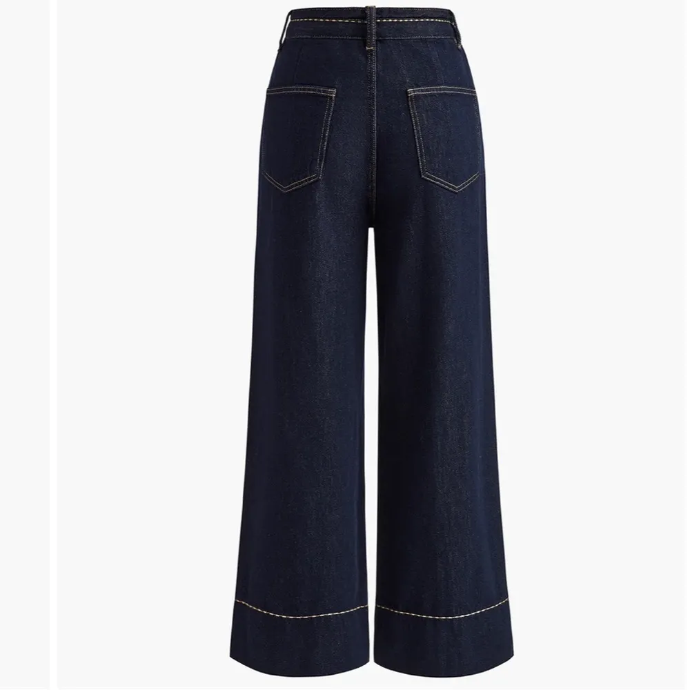 Commense Wide Leg Jeans Pants Vintage Style Denim Navy Blue Dark Wash NEW NWT XL - Image 2