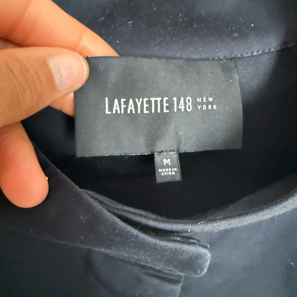 Lafayette 148 cotton blend boxy jacket blouse size medium Black - Image 5