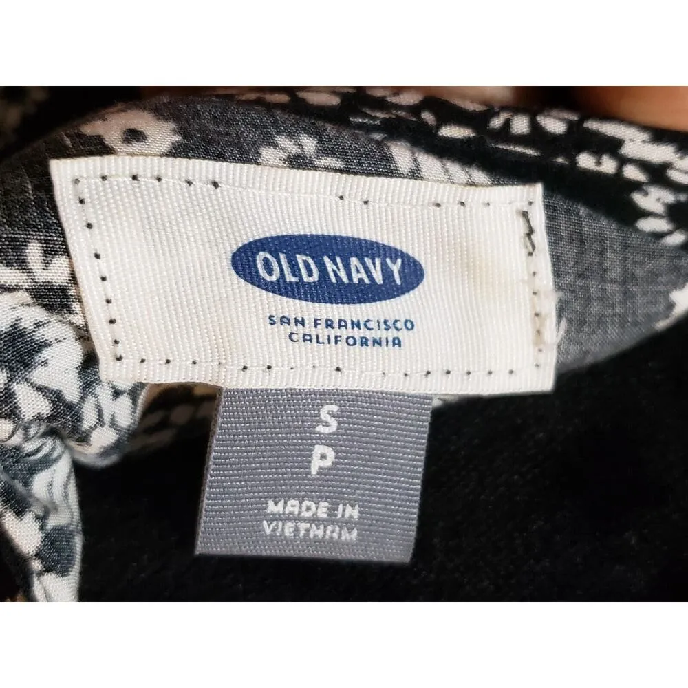 Old Navy Women's Black Floral Pleated V Neck Sleeveless Knee Length Dress SP - Image 8