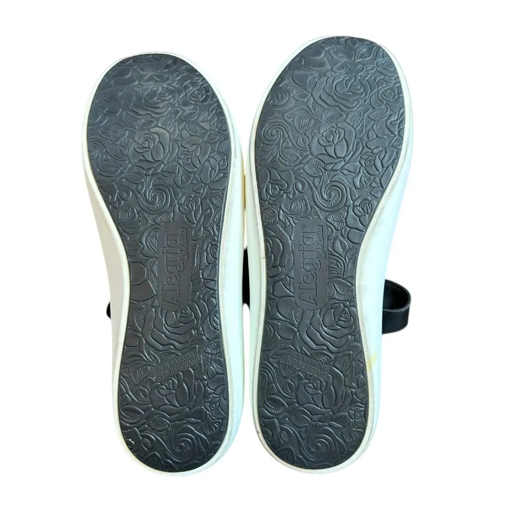 Alegria Black Knit & Faux Leather Mary Jane Sneakers Size 40 Flats Comfort Shoes - Image 6