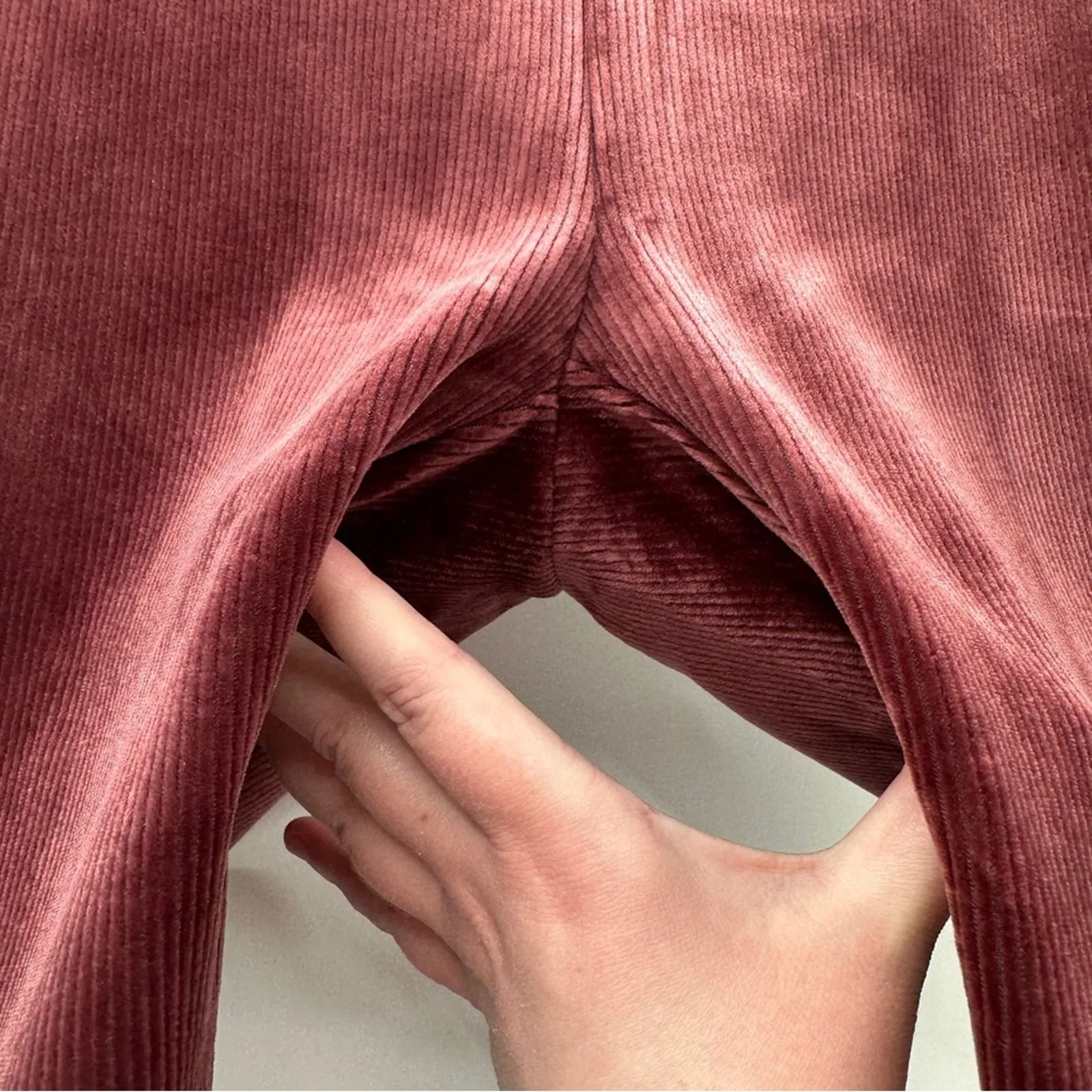 Nanette Lepore Burgundy Red Crushed‎ Velvet Ribbed Mid Rise Leggings Size XS - Image 5