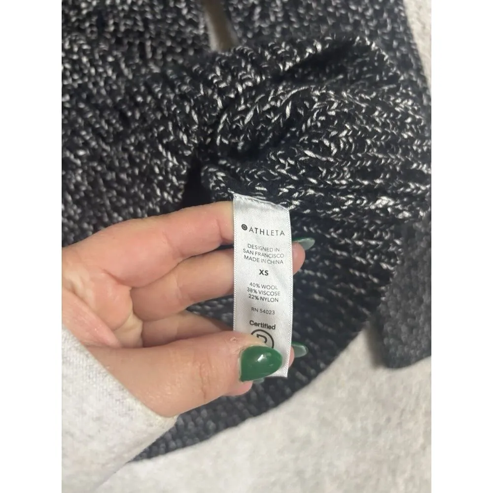 Athleta Sierra Crew Sweater Womens XS‎ Black Marl Wool Blend Long Sleeve EUC - Image 3