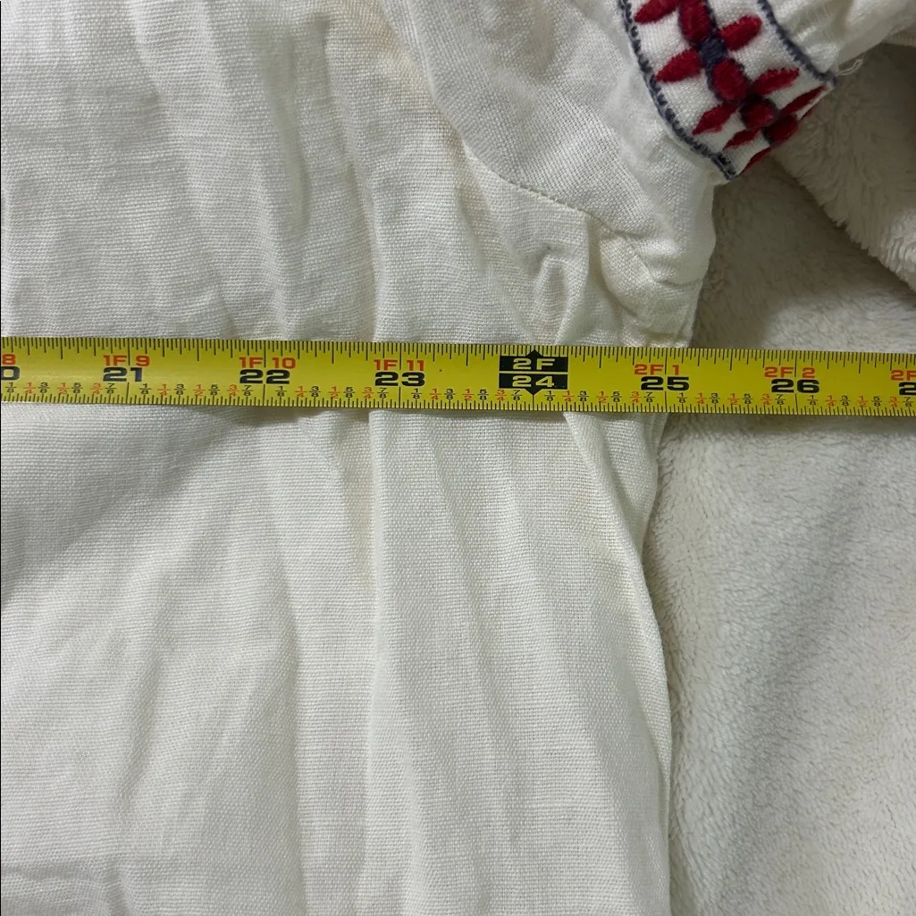 Zara Peasant Floral Embroidered Blouse in White - Size Large - Image 6