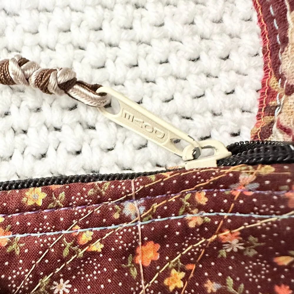 Northern Brights Morphology Mixed Media Patchwork Top Zip Fabric Crossbody Bag - Image 6