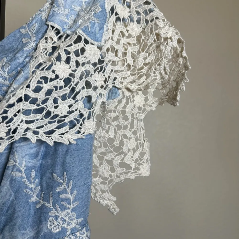 Festival Cottagecore Boho Western Lace Off Shoulder Feminine Romper Embroidered - Image 5