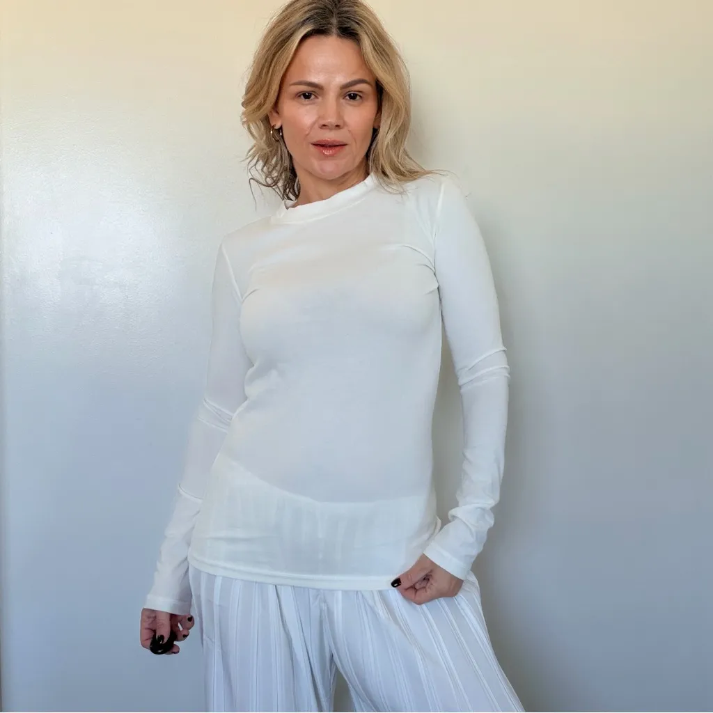 Almina Concept Mock Neck in White - Image 6