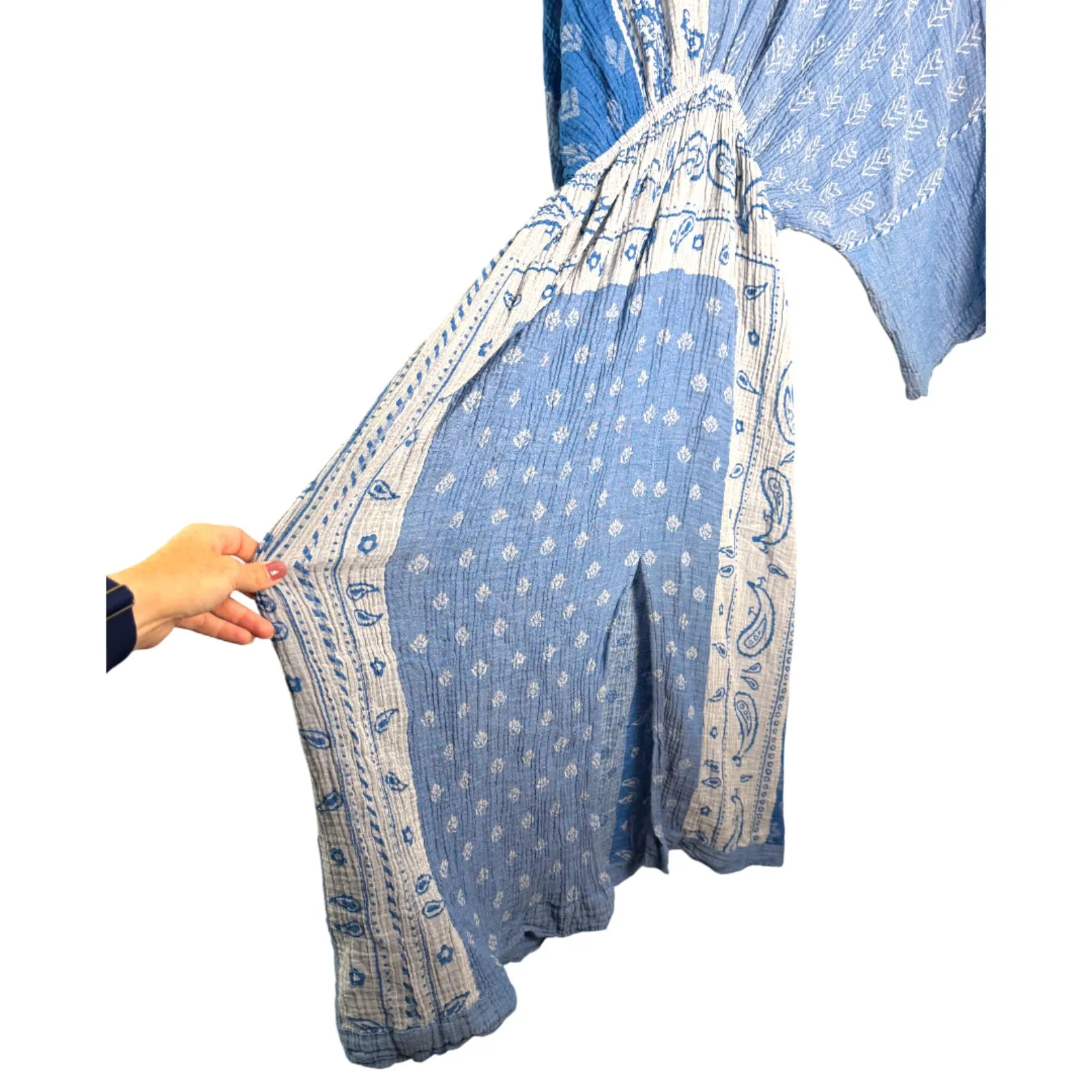 By Anthropologie Indigo Blue Dolman Sleeve Gauzy Flowy Midi Dress One Size - Image 8