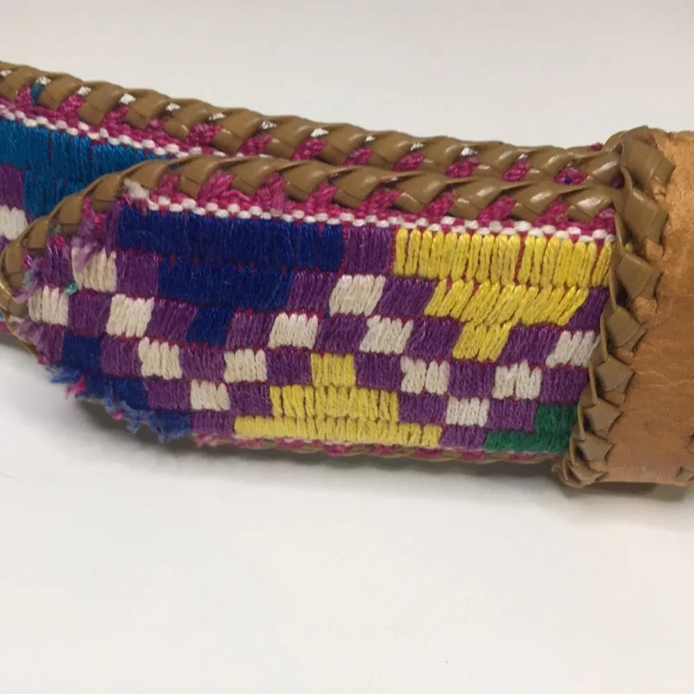 Hand Crafted Aztec Woven Belt Size Medium Purple - Image 3