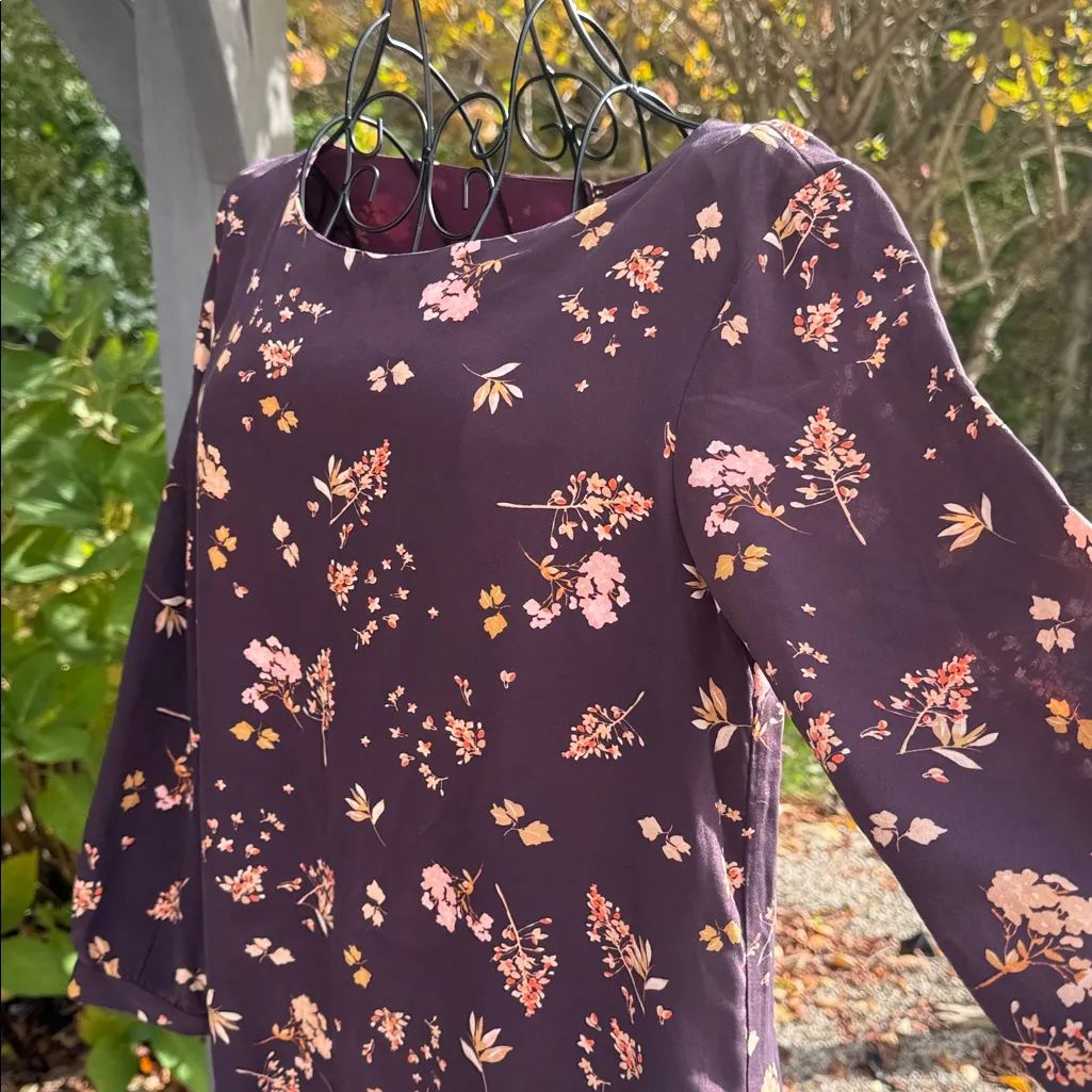 Amour  vent three-quarter sleeve floral silk dress - Image 2