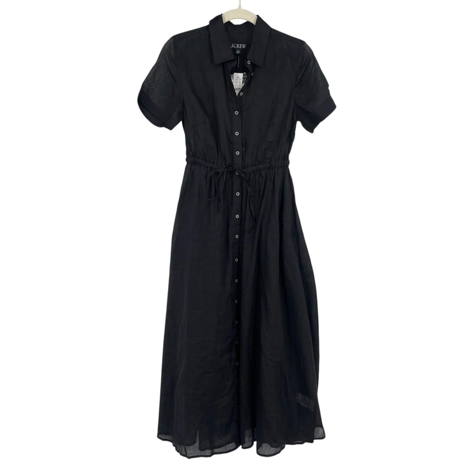 J.Crew Cerise shirt-dress in ramie Petite Size 2 2P Black NWT - Image 5