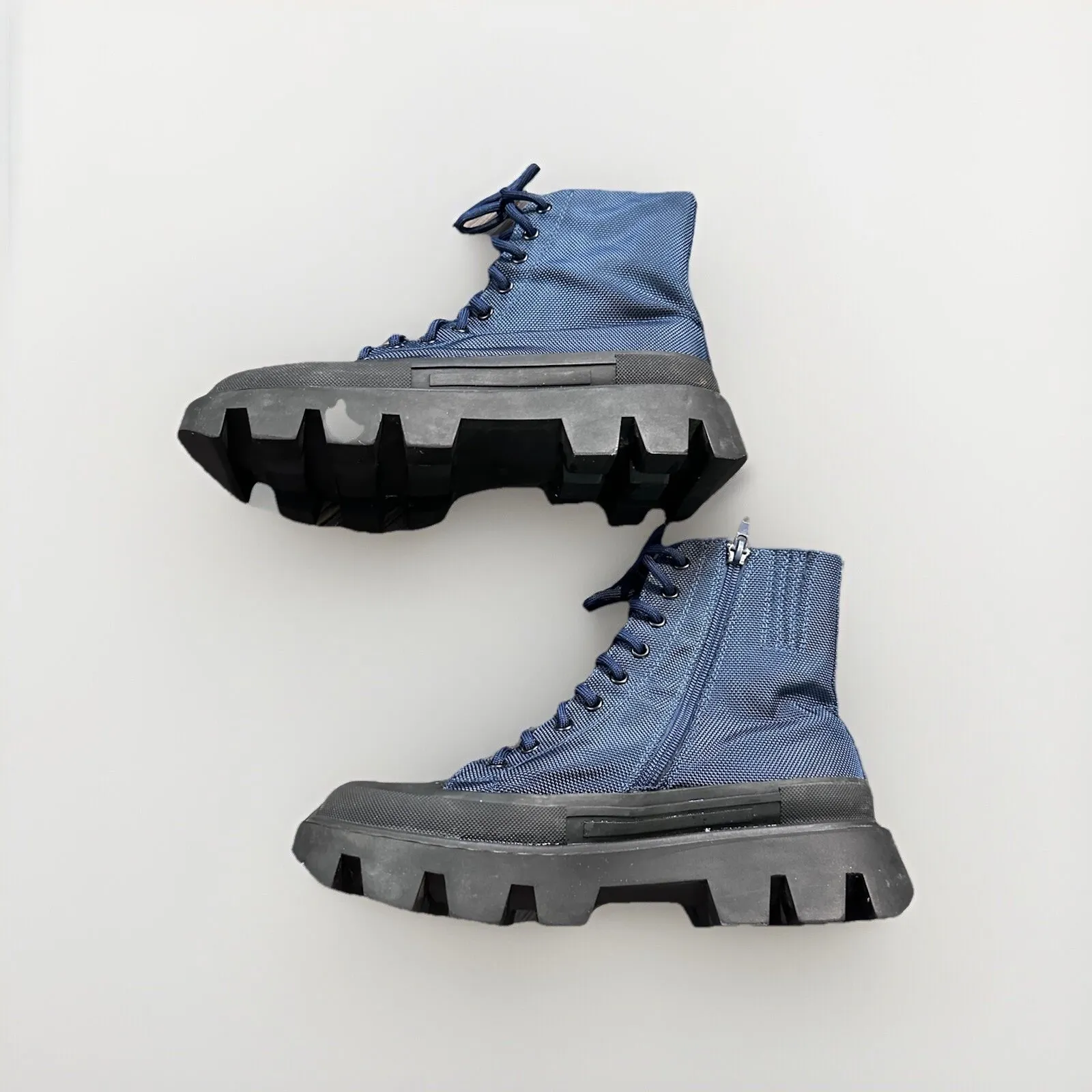 Jeffrey Campbell Women Hikes Blue Canvas Festival Platform Combat Boots size 8.5 - Image 2