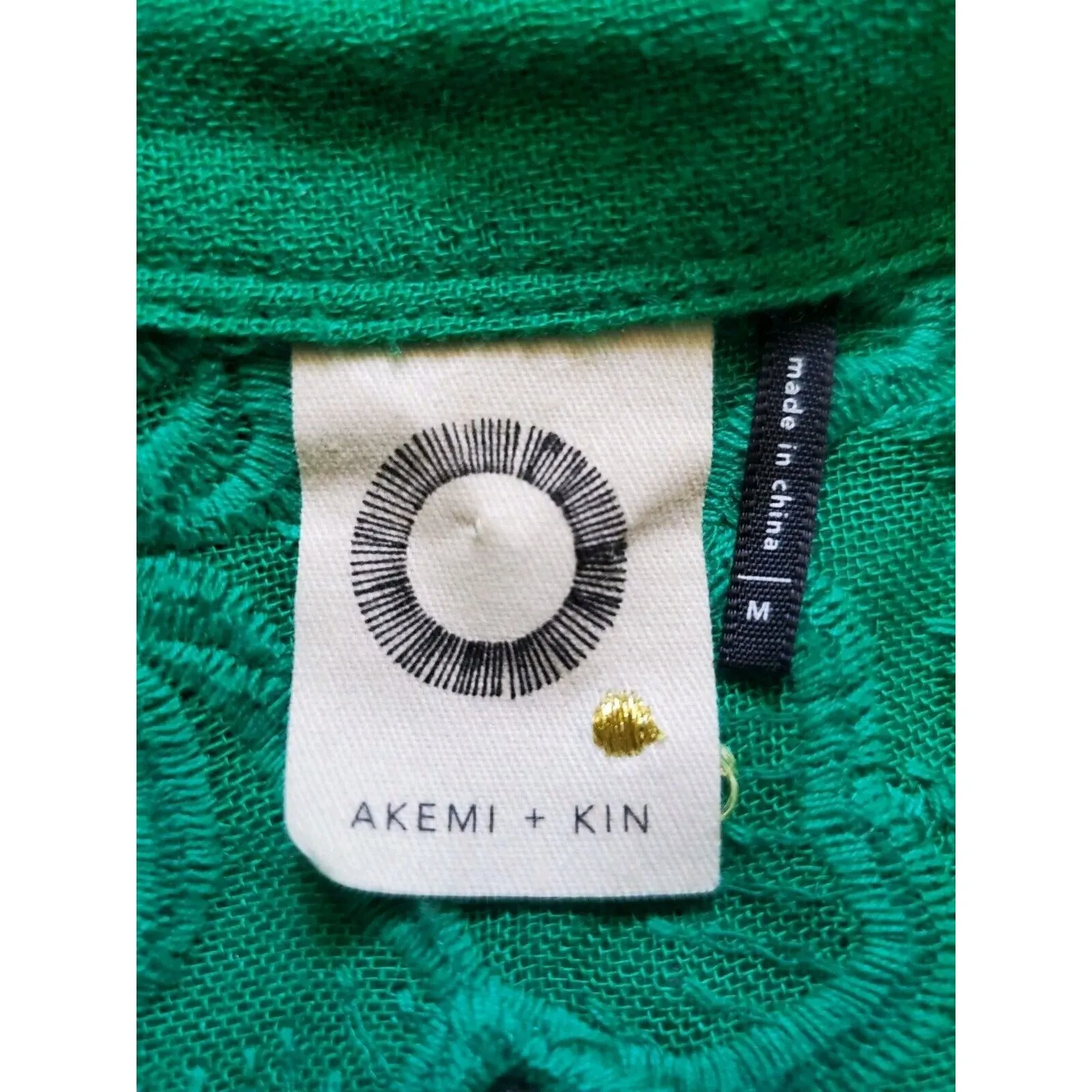 Anthropologie Akemi Kim Shirt Women Medium Embroidered Short Sleeve Green Top Size undefined - Image 2