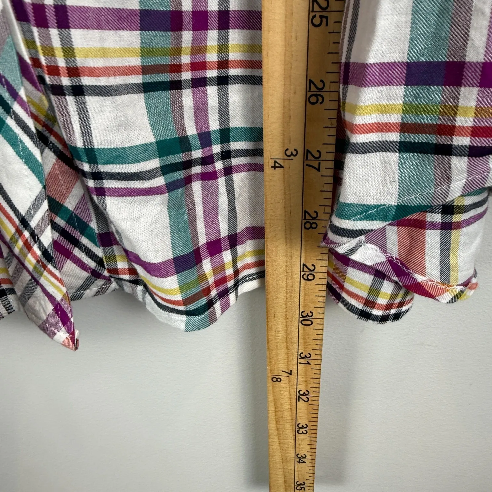 Talbots Shirt Women's 2X Multicolor Plaid Long Sleeve Button-Up Classic Preppy - Image 9