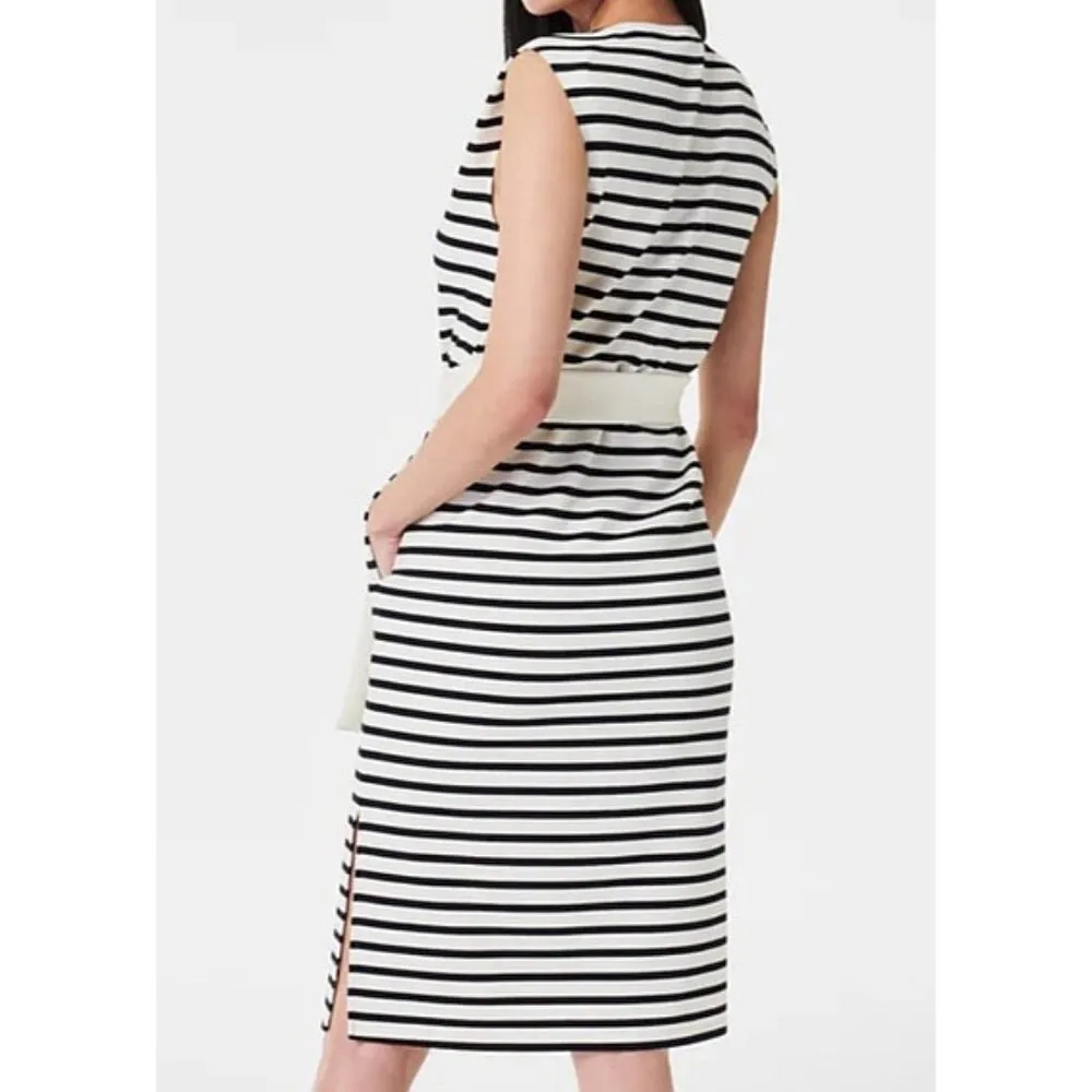 Spanx AirEssentials Sleeveless Tie Waist Tank Dress Porcelain Deep Night Stripe - Image 5