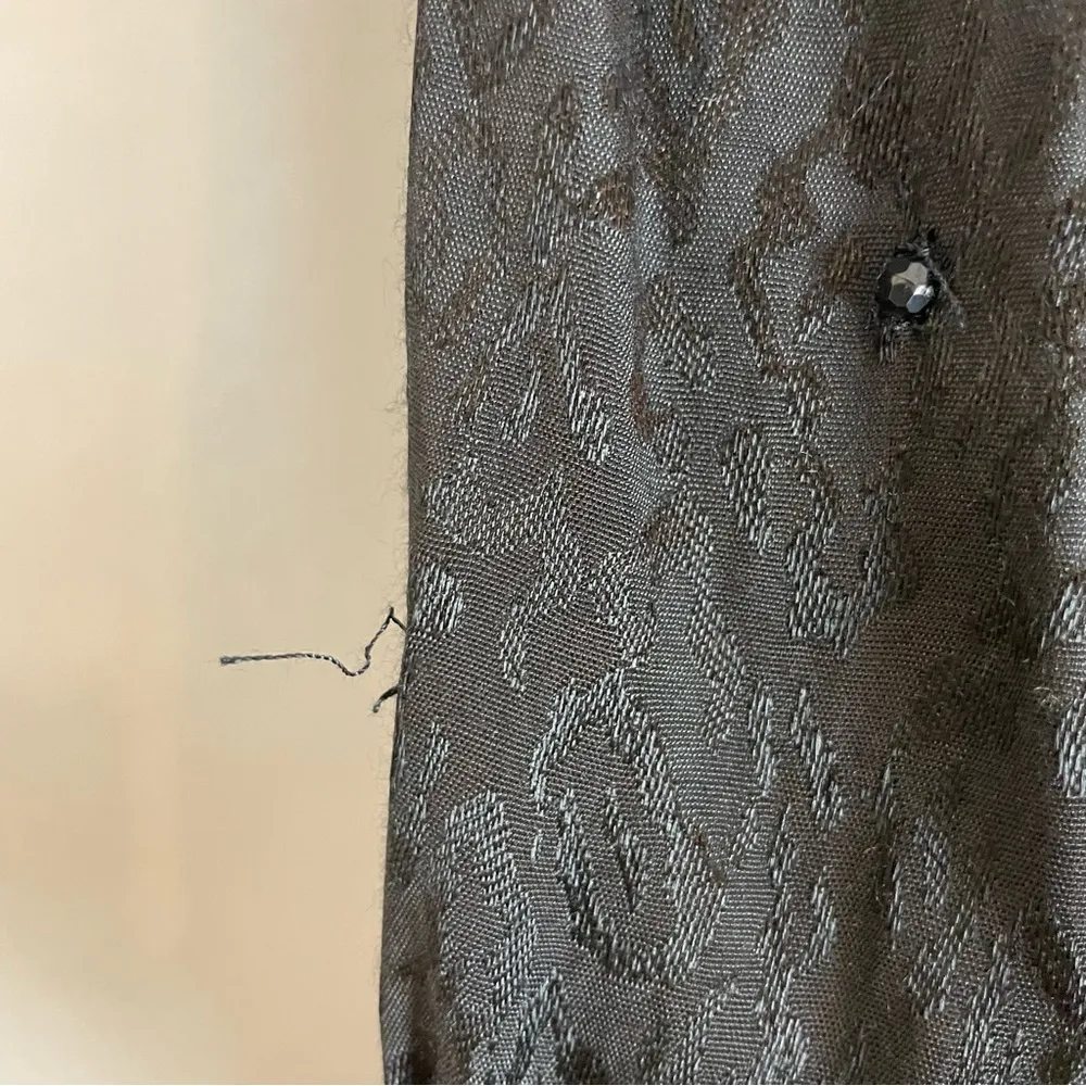 Topshop Blouse Cut-Out Black Leopard Print Beaded Peplum Long Sleeves Size 8 Top - Image 13