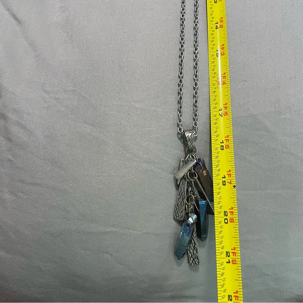 Silver and Blue Crystal Pendant Necklace - Image 4