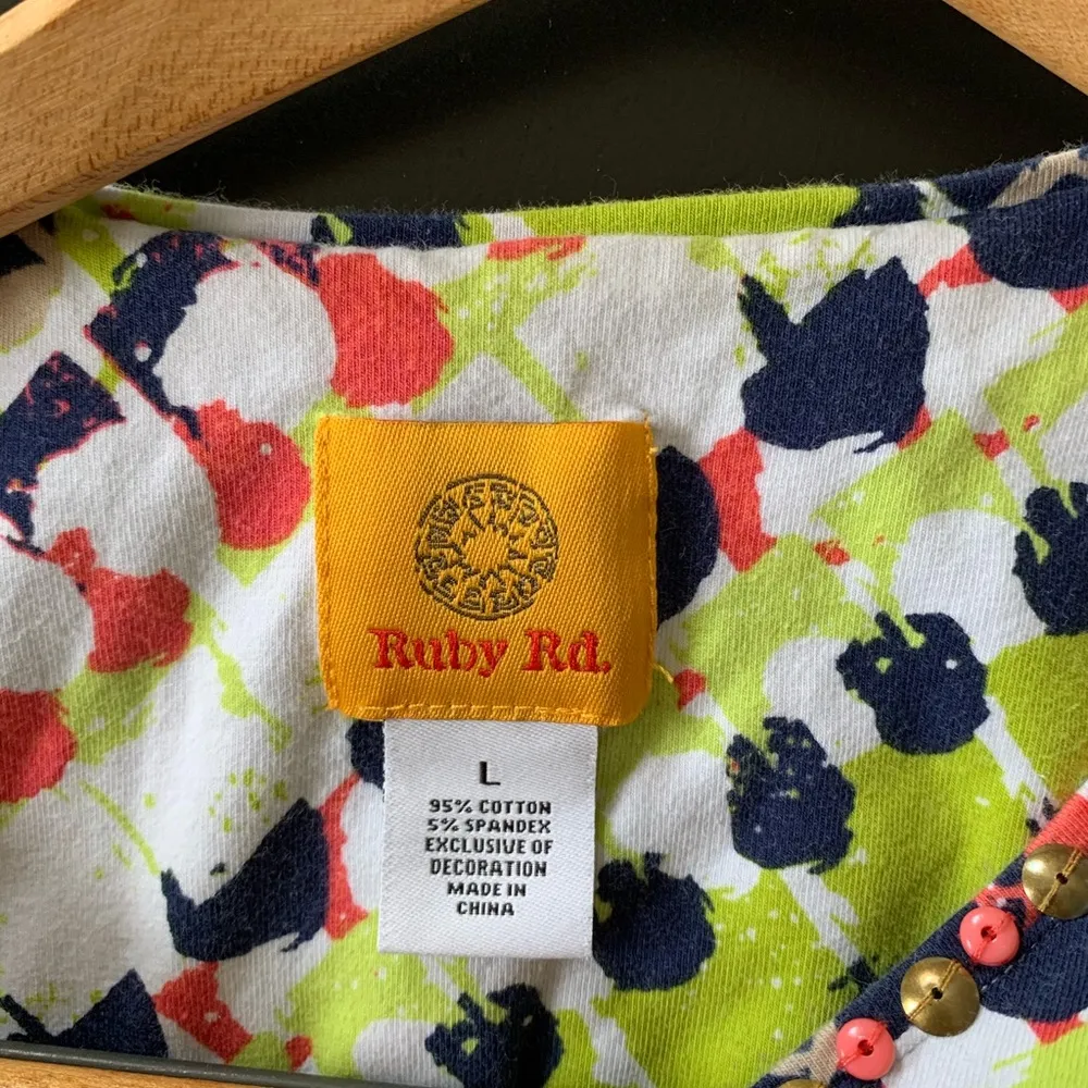 Ruby Rd 3/4 Cotton Shirt with beads around collar - Image 4