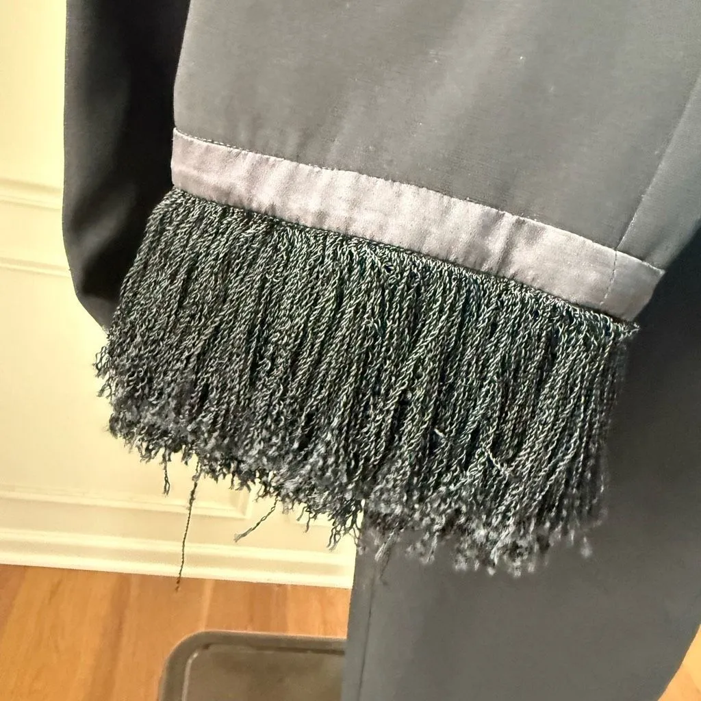 Cinq a Sept Black Fringe Hem Tuxedo Stripe Pants $225 4 - Image 3