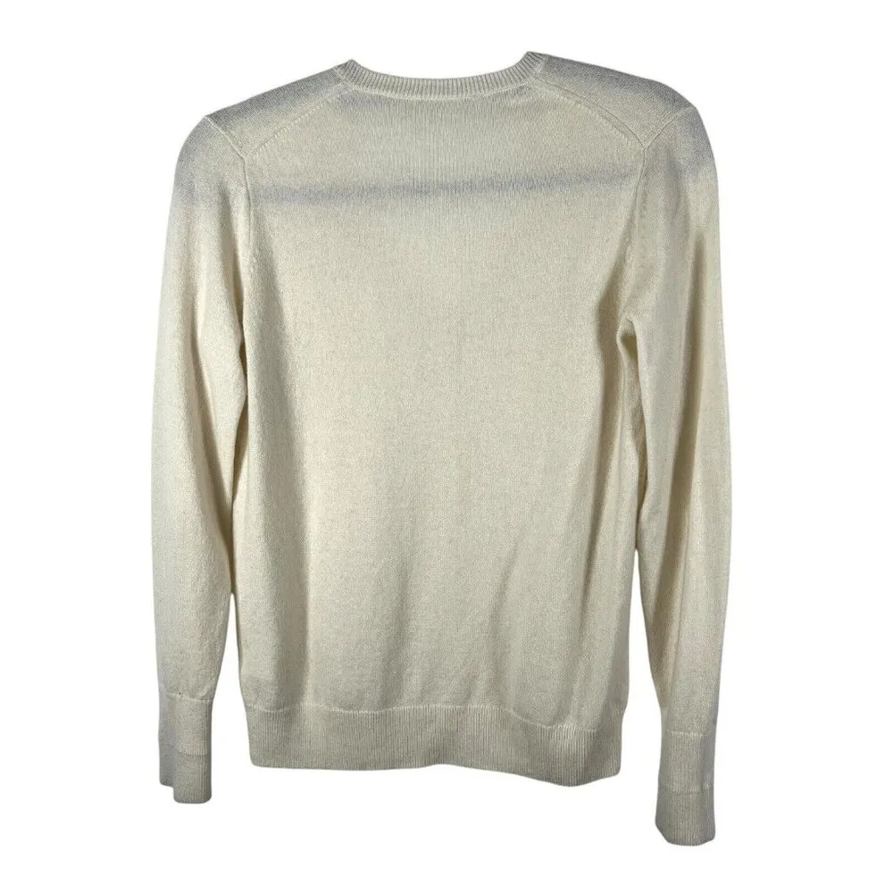Everlane Womens Small 100% Cashmere V-Neck Sweater Beige Quiet Luxury Minimalist - Image 6