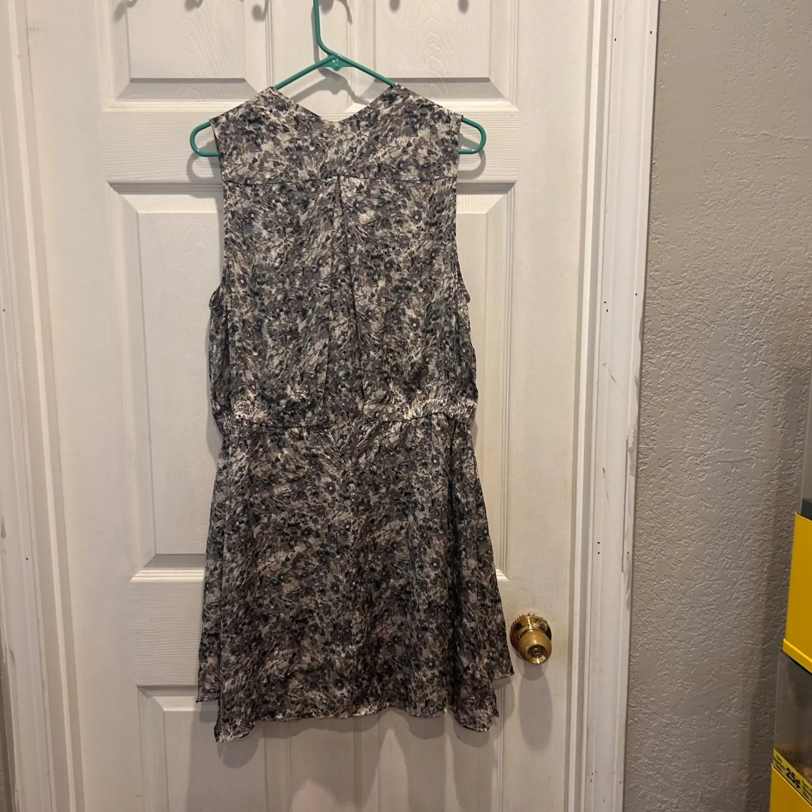 Theyskens Theory Women's L Sleeveless Dress Floral Elastic Waist‎ Silk Pockets Gray Size L - Image 6