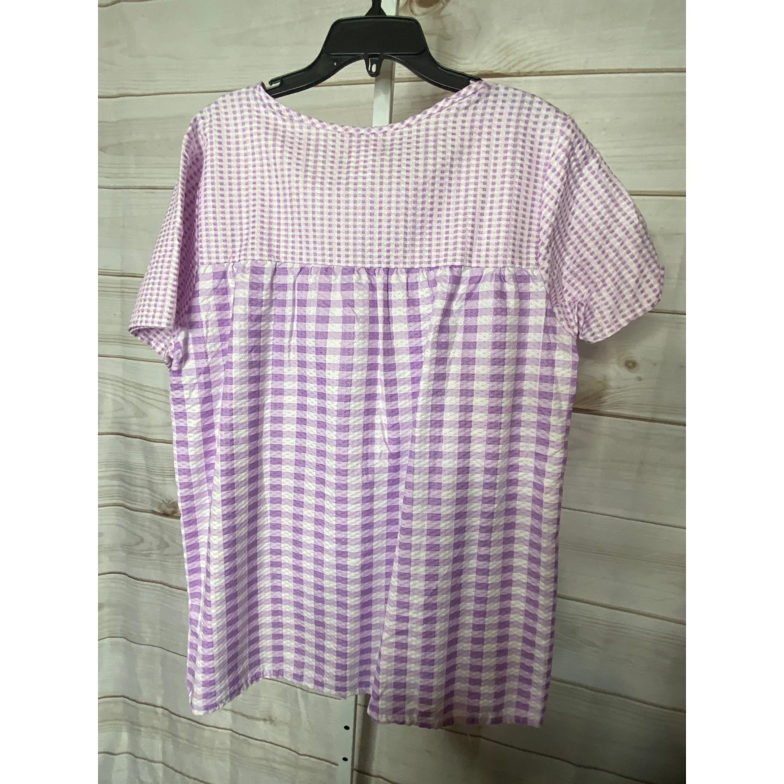 New Tati Fashion Women's Sz Medium Purple Button Down Sleep Shirt or smock - Image 5