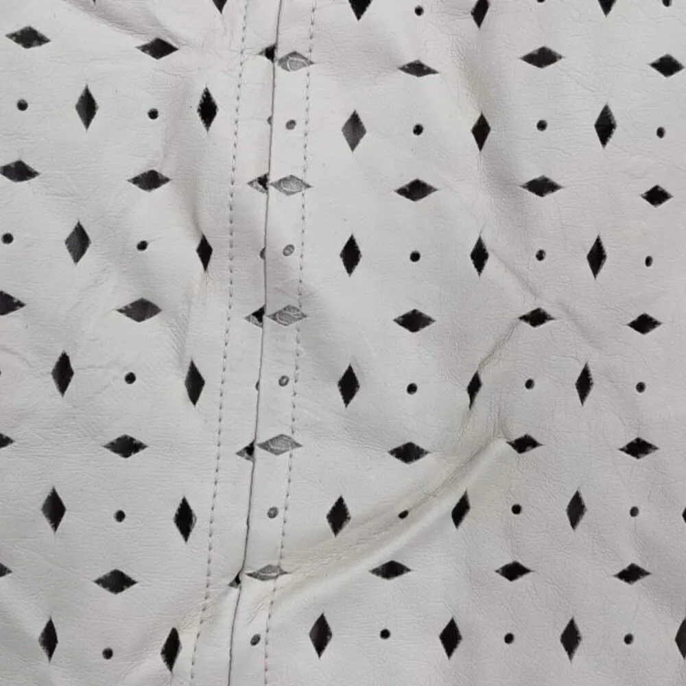 HD in Paris Womens Faux Leather Lined Cut-Outs Swing‎ A-Line Skirt Beige Size 2 - Image 6