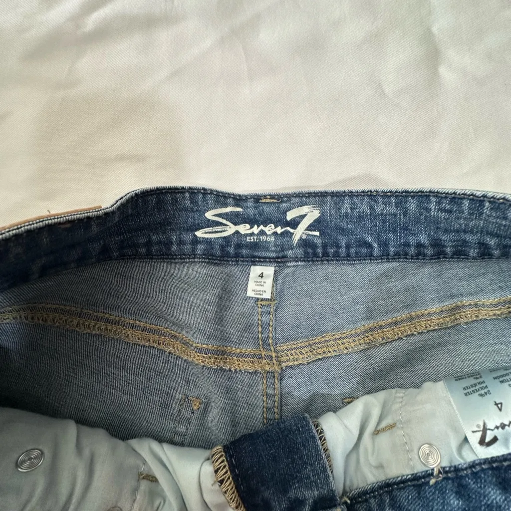 Seven7 Women's Distressed Blue Jean Shorts - Image 4