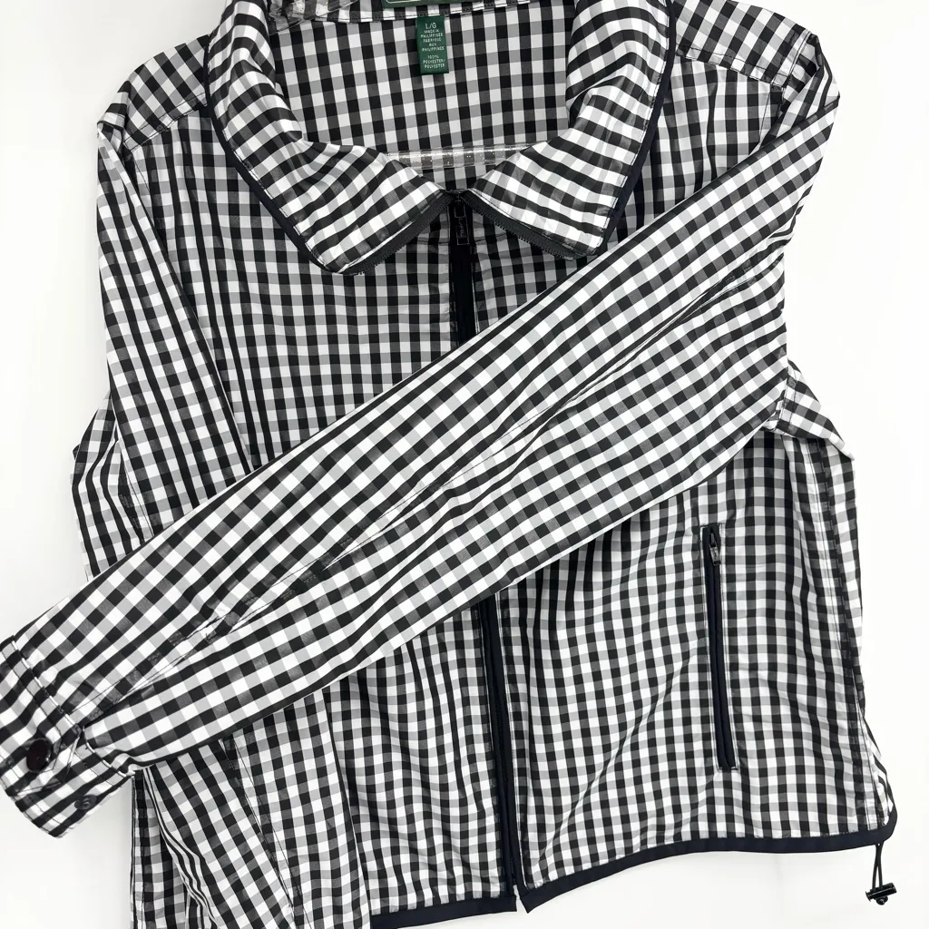 Lauren Ralph Lauren Active Checkered Drawstring Zip Up Jacket Size Large - Image 6