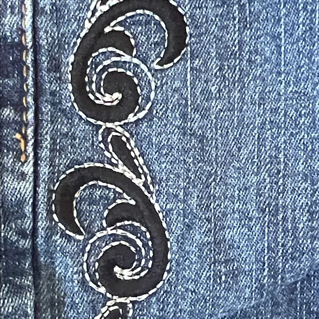 COS Embroidered Black Lace & Embellished Blue Jeans Size 14 - Image 7