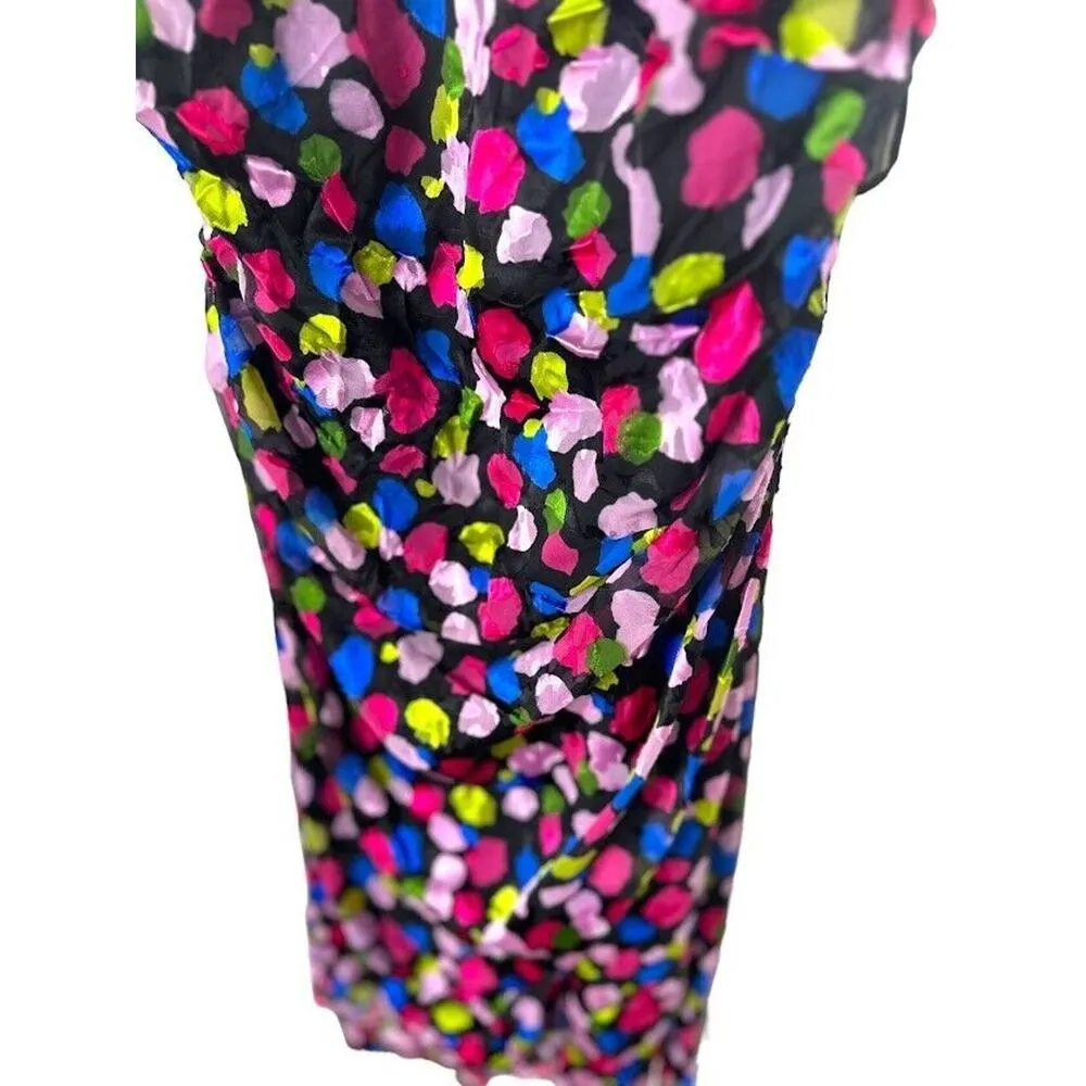 NBD Revolve Dress XL Josefien Ruched Multi Color Dot Print Midi Black Sleeveless - Image 7