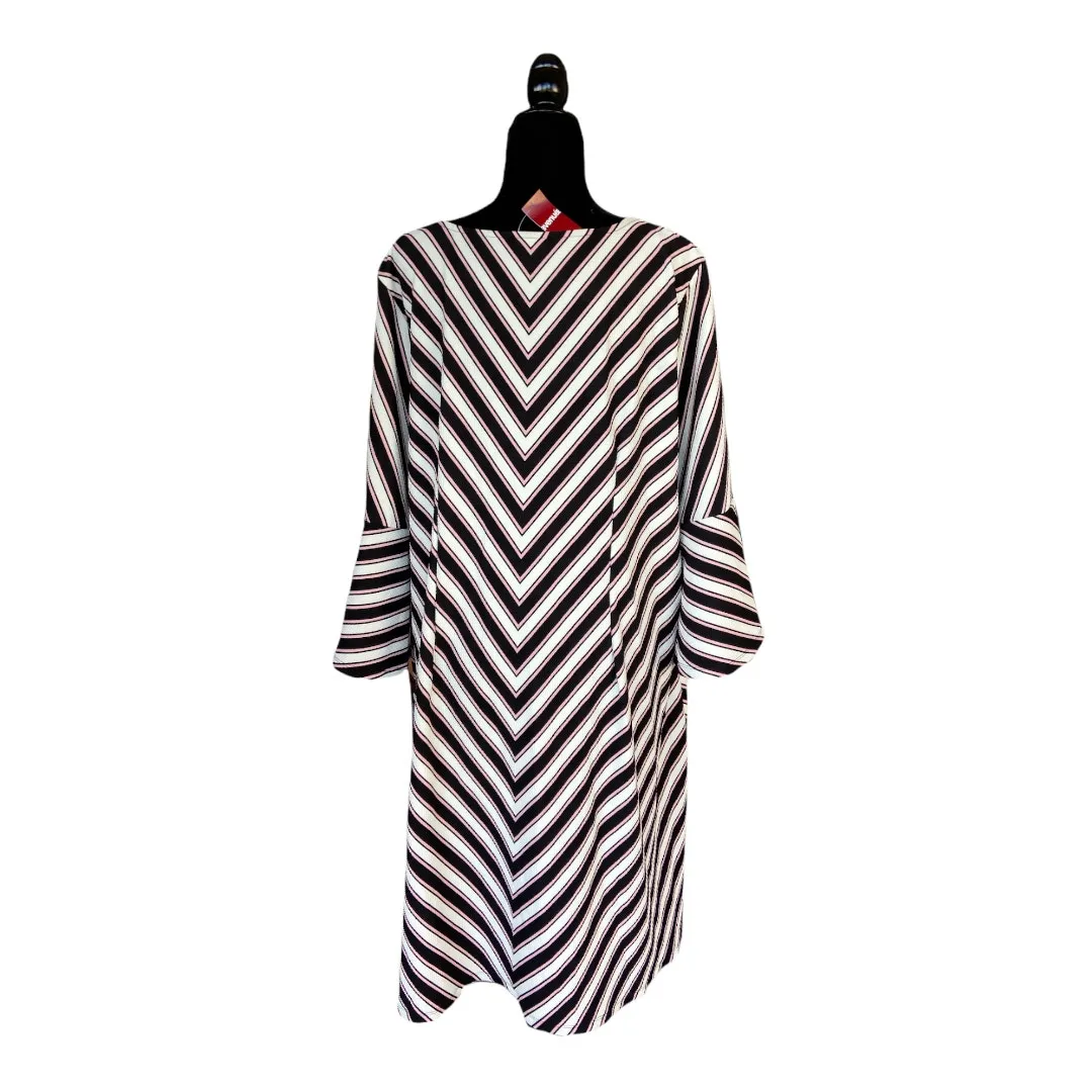 Avenue Womens Dress Size 22 24 Pink Black Cream Textured Bell Sleeve Chevron NEW - Image 2