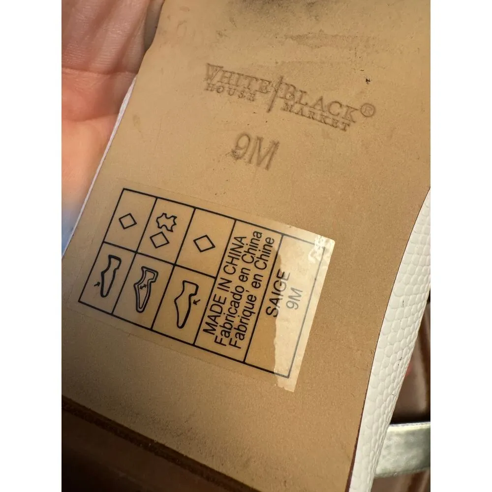 White House Black Market women's silver and white lace up saige sandals size 9 - Image 3